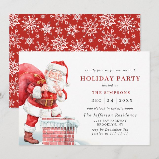 Invitation Fête de Noël du Père Noël Retro (Devant / Derrière)
