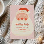 Invitation Fête de Noël du Père Noël rose rétro<br><div class="desc">Fête de Noël du Père Noël rose rétro</div>