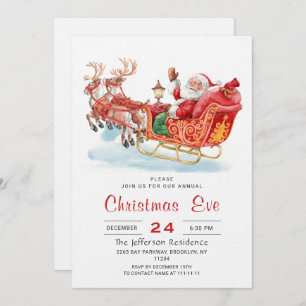 Invitation Fête de Noël du Père Noël Sleigh