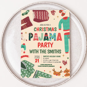Invitation Fête de Noël du pyjama de Fête du bois