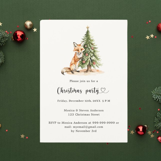 Invitation Fête de Noël du renard des pins (Créateur téléchargé)