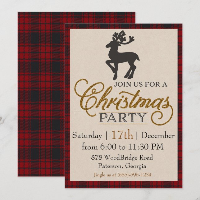 Invitation Fête de Noël du Renne d'Or (Devant / Derrière)