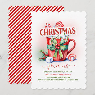 Invitation Fête de Noël du Sucre de canne de cacao chaud