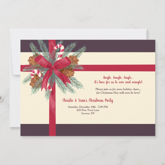 Invitation Fête de Noël du temps des Fêtes (Devant)