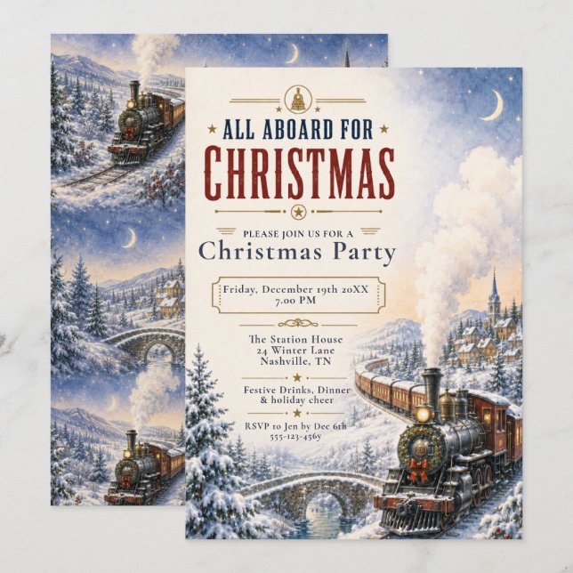 Invitation Fête de Noël du Train de Noël (Devant / Derrière)