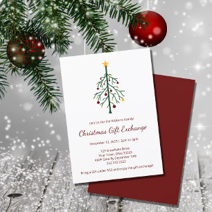 Invitation Fête de Noël Échange de cadeaux Festif À feuillage