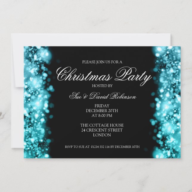 Invitation Fête de Noël éclat Turquoise (Devant)