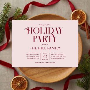 Invitation Fête de Noël Élégance Vintage Rouge