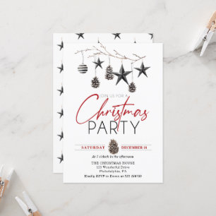 Invitation Fête de Noël Élégant ornement scandinave