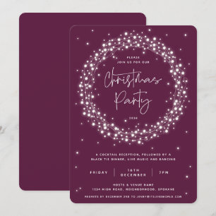 Invitation Fête de Noël Elegant Plum Lumières Scintillantes