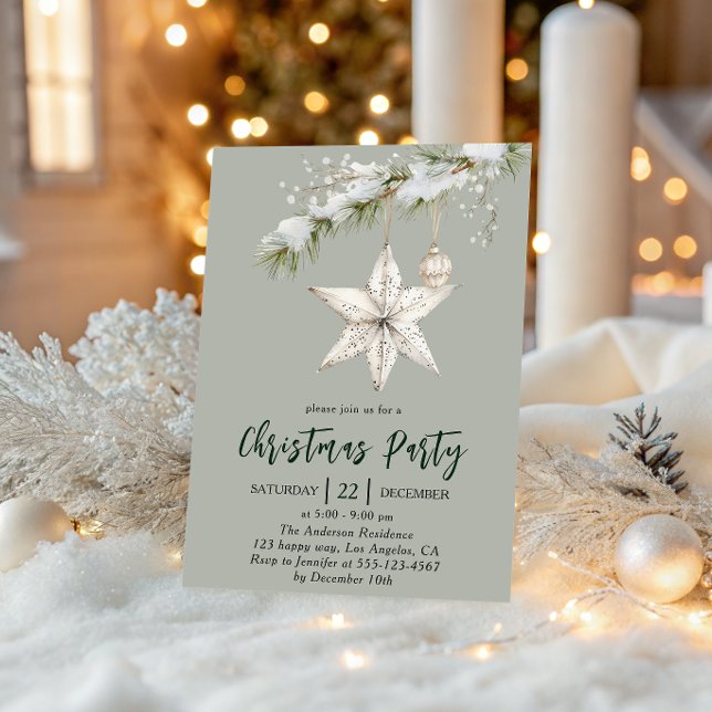 Invitation Fête de Noël Elegant Star | Vacances d'hiver  (Créateur téléchargé)