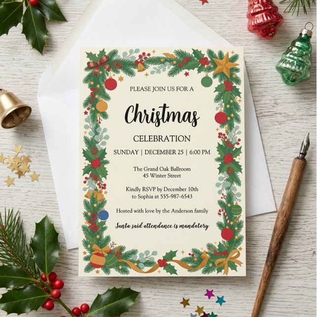 Invitation Fête de Noël élégante  (Créateur téléchargé)