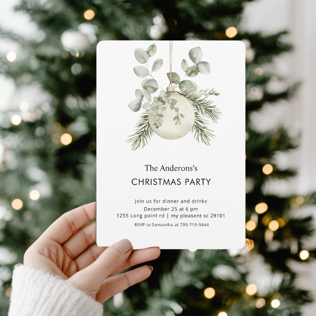 Invitation Fête de Noël Élégante à la Verdure (Créateur téléchargé)