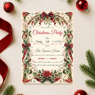 Invitation Fête de Noël élégante Art Nouveau