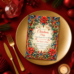 Invitation Fête de Noël élégante Art Nouveau