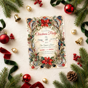 Invitation Fête de Noël élégante Art Nouveau