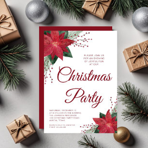 Invitation Fête de Noël élégante aux fleurs de Poinsettia