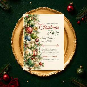 Invitation Fête de Noël élégante aux tons de joaillerie