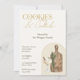Invitation Fête de Noël élégante avec biscuits et cocktails