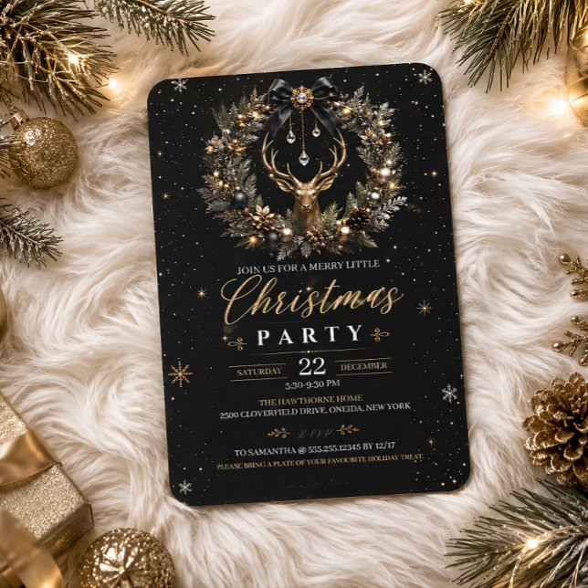 Invitation Fête de Noël élégante avec rennes  (Créateur téléchargé)