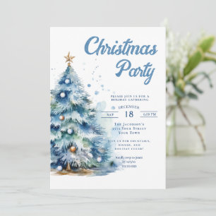 Invitation Fête de Noël élégante avec sapin bleu