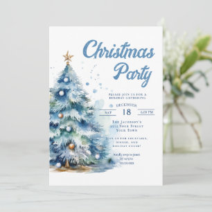 Invitation Fête de Noël élégante avec sapin bleu