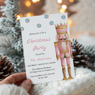 Invitation Fête de Noël élégante Casse-Noisette Rose