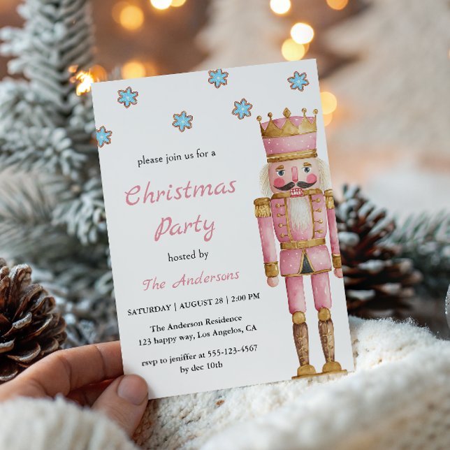 Invitation Fête de Noël élégante Casse-Noisette Rose (Créateur téléchargé)