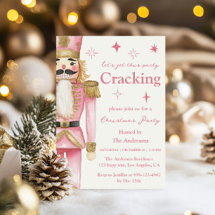 Invitation Fête de Noël Élégante Casse-Noisette Rose