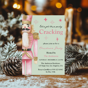 Invitation Fête de Noël Élégante Casse-Noisette Rose