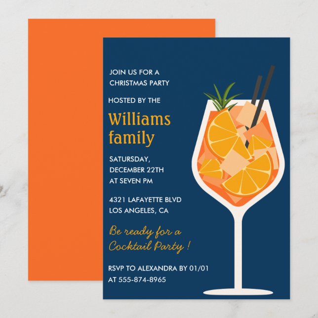 Invitation Fête de Noël élégante Cocktail Moderne (Devant / Derrière)