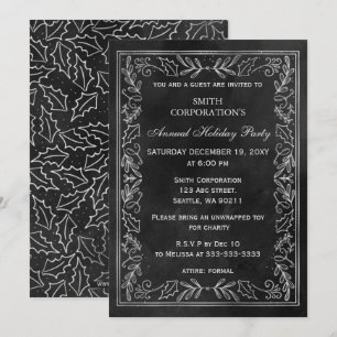Invitation Fête de Noël élégante Corporate Argent Noir