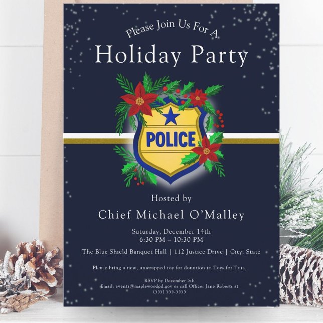 Invitation Fête de Noël élégante de la police (Créateur téléchargé)