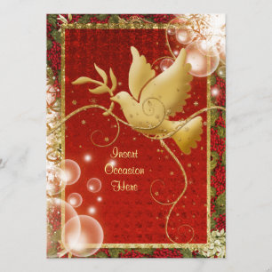Invitation Fête de Noël élégante de remous de paix de colombe