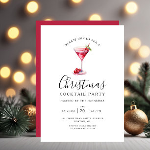 Invitation Fête de Noël élégante de vacances Cocktail