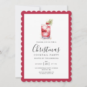 Invitation Fête de Noël élégante de vacances Cocktail