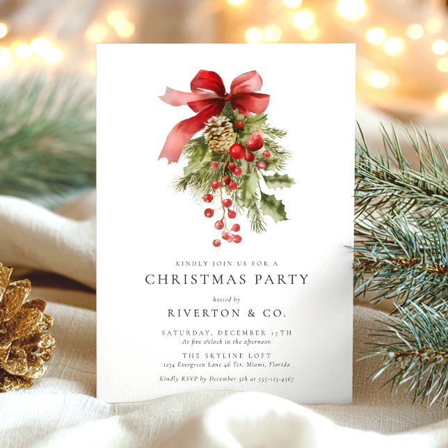 Invitation Fête de Noël Élégante d'Entreprise (Créateur téléchargé)