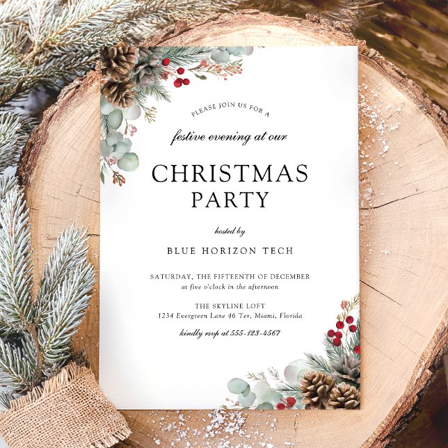 Invitation Fête de Noël Élégante d'Entreprise (Créateur téléchargé)