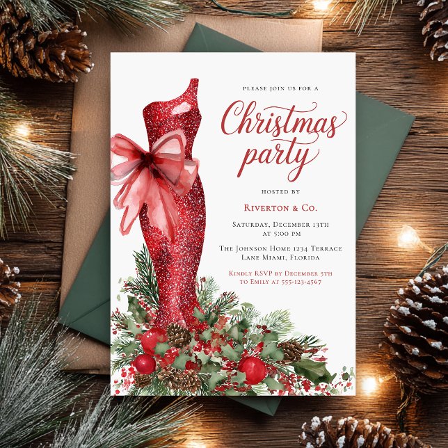 Invitation Fête de Noël Élégante d'Entreprise (Créateur téléchargé)