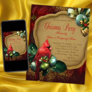Invitation Fête de Noël élégante du Cardinal Rouge