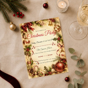 Invitation Fête de Noël Élégante en Bourgogne