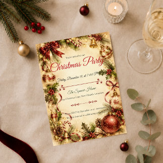 Invitation Fête de Noël Élégante en Bourgogne