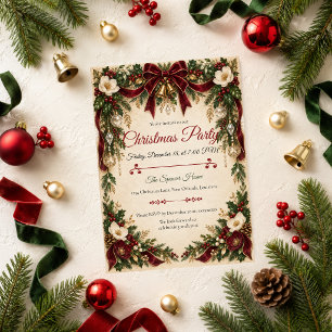 Invitation Fête de Noël Élégante en Bourgogne