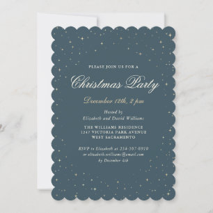 Invitation Fête de Noël élégante et étoilée au charbon