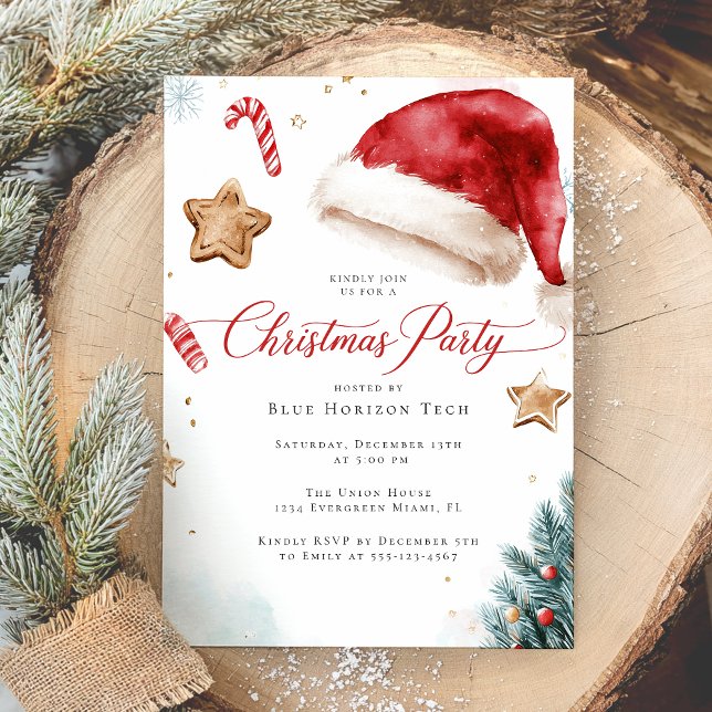 Invitation Fête de Noël élégante et moderne à l'aquarelle (Créateur téléchargé)