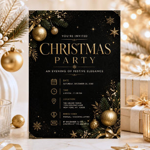 Invitation Fête de NOËL élégante Étoiles scintillantes or et 