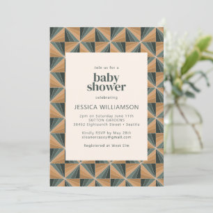 Invitation Fête de Noël Élégante Géométrique Vert Baby Shower