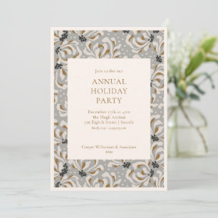 Invitation Fête de Noël élégante grise et dorée pour le burea