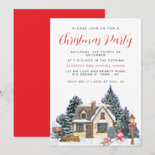 Invitation Fête de Noël élégante hivernale nostalgique vintag