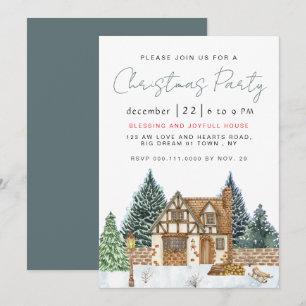 Invitation Fête de Noël élégante hivernale nostalgique vintag